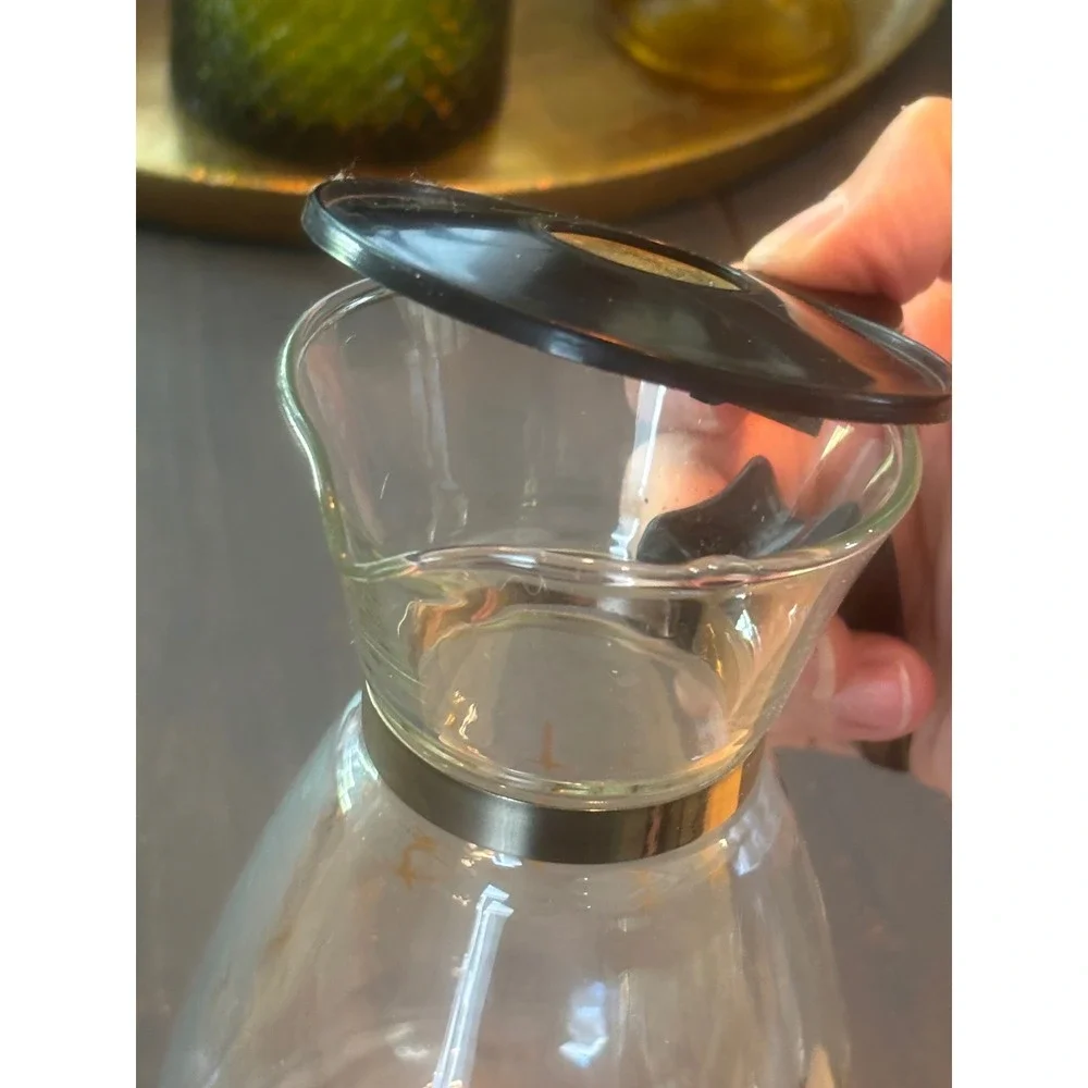 Vintage Pyrex Golden Starburst Coffee Carafe Glass Pitcher with Lid MCM Gold